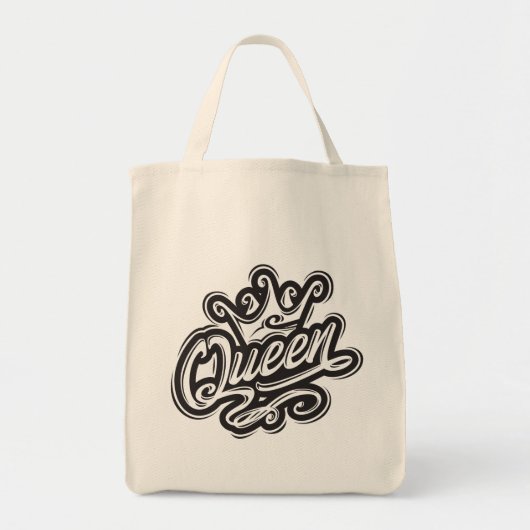Koningin met kroon, Typografie Design Tote Bag (Voorkant)
