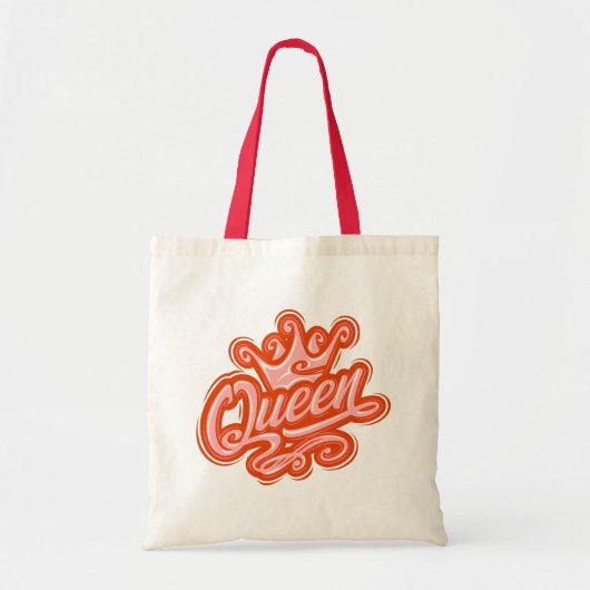 Koningin met kroon, Typografie Design Tote Bag (Voorkant)