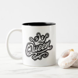 Koningin met kroon, Typografie Design Tweekleurige Koffiemok