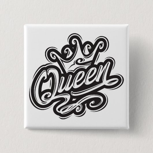 Koningin met kroon, Typografie Design Vierkante Button 5,1 Cm (Voorkant)