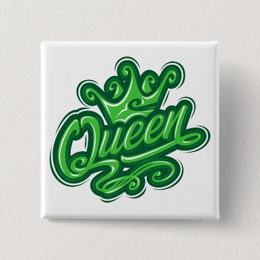 Koningin met kroon, Typografie Design Vierkante Button 5,1 Cm (Voorkant)