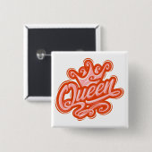 Koningin met kroon, Typografie Design Vierkante Button 5,1 Cm (Voorkant /achterkant)