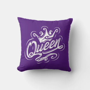 Koningin met kroon, typografie kussen