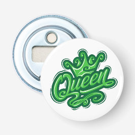 Koningin Met Kroon, Typografie Ontwerp Button Flesopener