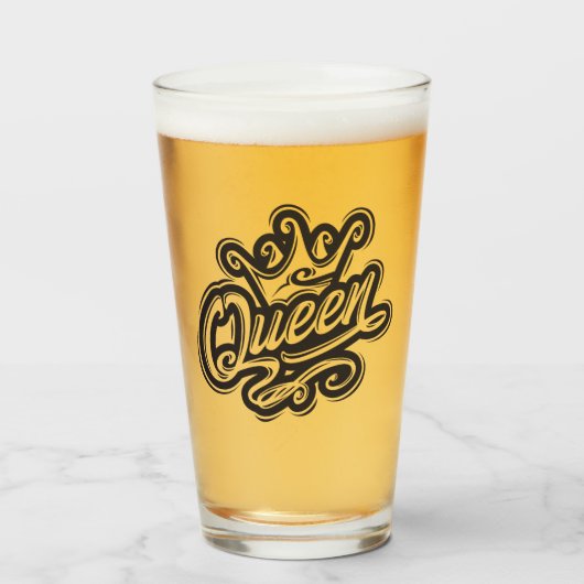 Koningin Met Kroon, Typografie Ontwerp Glas (Voorkant gevuld)