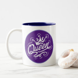Koningin Met Kroon, Typografie Ontwerp Tweekleurige Koffiemok