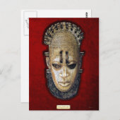 Koningin Moeder India - Ivoor Edo Masker op rood f Briefkaart (Voorkant / Achterkant)