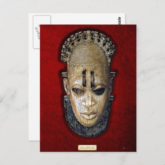 Koningin Moeder India - Ivoor Edo Masker op rood f Briefkaart (Voorkant / Achterkant)