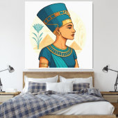 Koningin Nefertiti - Elegant Egyptisch symbool Canvas Afdruk (Insitu (Slaapkamer))