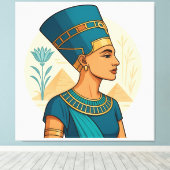 Koningin Nefertiti - Elegant Egyptisch symbool Canvas Afdruk (Insitu (Houten vloer))
