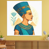 Koningin Nefertiti - Elegant Egyptisch symbool Canvas Afdruk (Insitu (Woonkamer))
