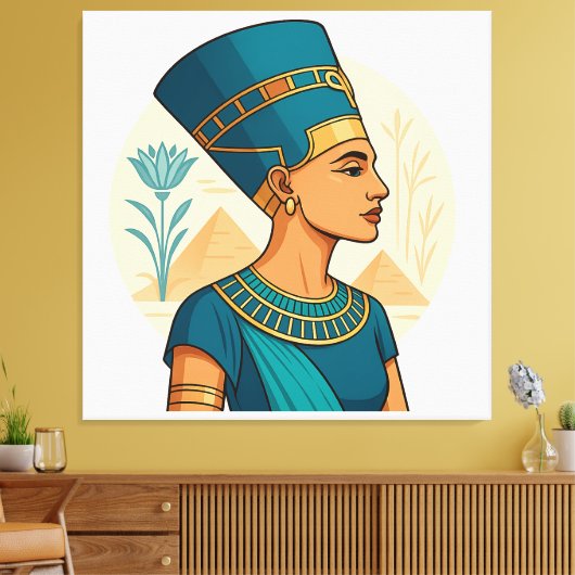 Koningin Nefertiti - Elegant Egyptisch symbool Canvas Afdruk (Insitu (Woonkamer))