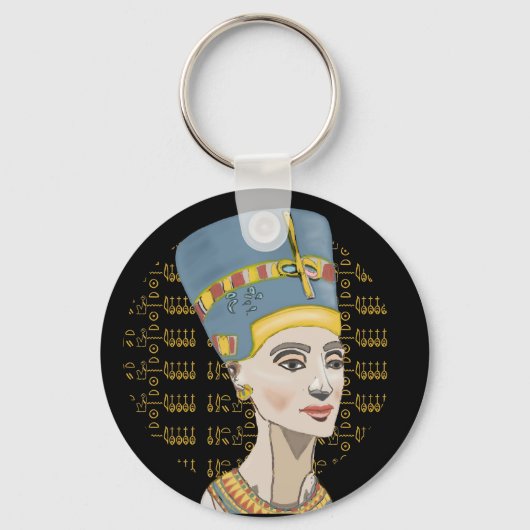 Koningin Nefertiti met Cartouche Sleutelhanger (Voorkant)