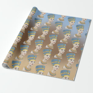 Koningin Nefertiti tegen piramides Cadeaupapier