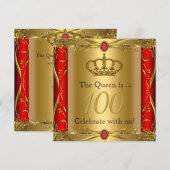 Koningin of Koning Regal Red Gold 100th Birthday P Kaart (Voorkant / Achterkant)