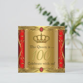 Koningin of Koning Regal Red Gold 100th Birthday P Kaart (Staand voorkant)