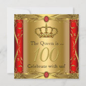 Koningin of Koning Regal Red Gold 100th Birthday P Kaart (Voorkant)