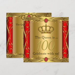 Koningin of Koning Regal Red Gold 100th Birthday P Kaart