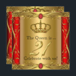Koningin of Koning Regal Red Gold 21st Birthday Pa Kaart<br><div class="desc">Koningin of Koning Prins Royal,  Red Gold Elite 21e Birthday Party. Gold Royal Regal Red. Elegant Birthday Party  Gold. Elegant Birthday Invitation Party for Men and women.</div>
