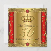 Koningin of Koning Regal Red Gold 30th Birthday Pa Kaart (Voorkant)