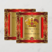 Koningin of Koning Regal Red Gold 50th Birthday Pa Kaart (Voorkant / Achterkant)