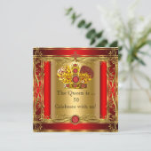 Koningin of Koning Regal Red Gold 50th Birthday Pa Kaart (Staand voorkant)