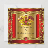 Koningin of Koning Regal Red Gold 50th Birthday Pa Kaart (Voorkant)