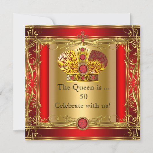 Koningin of Koning Regal Red Gold 50th Birthday Pa Kaart (Voorkant)