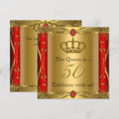 Koningin of Koning Regal Red Gold 50th Birthday Pa Kaart (Voorkant / Achterkant)