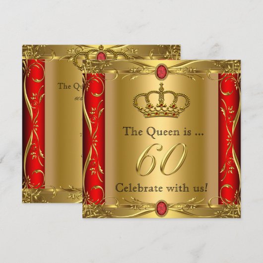 Koningin of Koning Regal Red Gold 60th Birthday Pa Kaart (Voorkant / Achterkant)