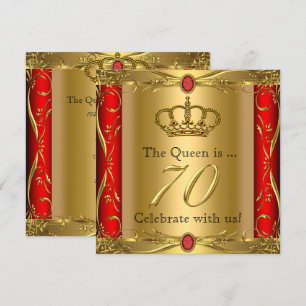 Koningin of Koning Regal Red Gold 70th Birthday Pa Kaart