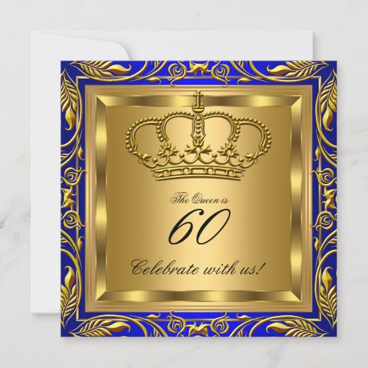 Koningin- of koninklijk blauw-goudfeest kaart (Voorkant)
