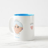 Koningin Oma met Light Blue Crown Tweekleurige Koffiemok (Voorkant links)
