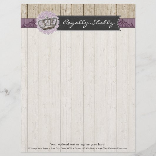 koningin op bijtende hout en karton gepersonaliseerd briefhoofd (Voorkant)