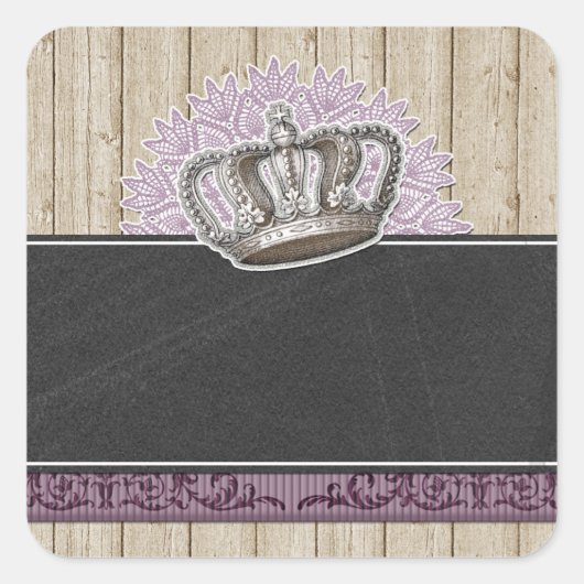  koningin op bijtende hout en karton vierkante sticker (Voorkant)