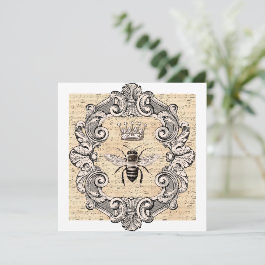  koningin op blad Music Flat Kaart (Staand voorkant)