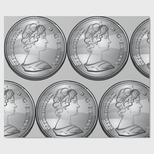 Koningin op een munt cadeaupapier (Vlak)