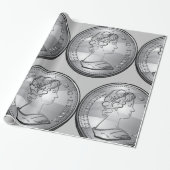 Koningin op een munt cadeaupapier (Uitgerold)