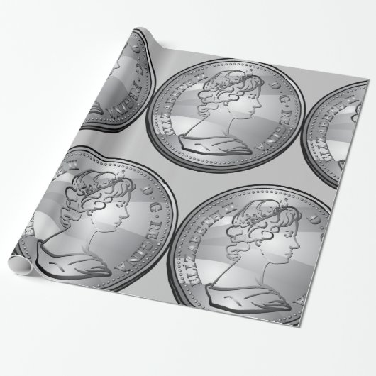 Koningin op een munt cadeaupapier (Uitgerold)