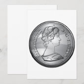 Koningin op een munt kaart (Voorkant / Achterkant)