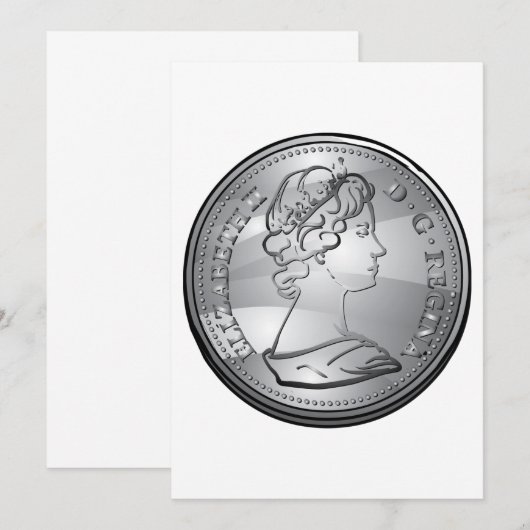 Koningin op een munt kaart (Voorkant / Achterkant)