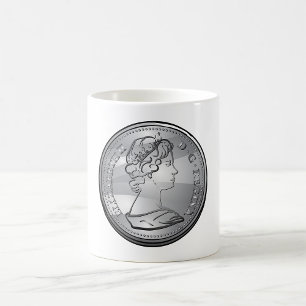 Koningin op een munt koffiemok