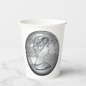 Koningin op een munt papieren bekers (Voorkant)