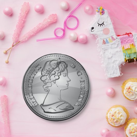 Koningin op een munt papieren bordje (Feest)