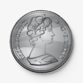 Koningin op een munt papieren bordje (Voorkant)