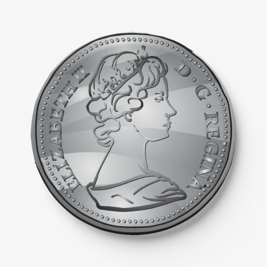 Koningin op een munt papieren bordje (Voorkant)