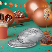 Koningin op een munt papieren bordje