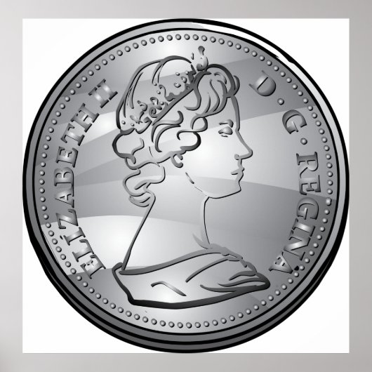 Koningin op een munt poster (Voorkant)