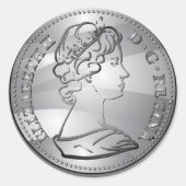 Koningin op een munt ronde sticker (Voorkant)