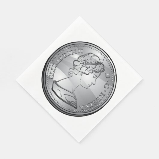 Koningin op een munt servet (Hoek)